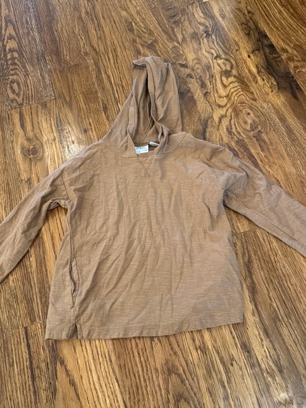 Zara Boys 3-4Y Brown Hooded Long Sleeve Shirt